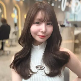 セミロング カラー 新宿/韓国風レイヤー 髪質改善/渋谷直樹のヘアスタイル