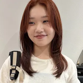 セミロング カラー 🍊暖色×顔周り 🍊cocoroのヘアスタイル