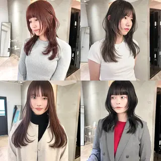 ロング カラー レイヤーカット/栄/ 顔周り/キトウモエノのヘアスタイル