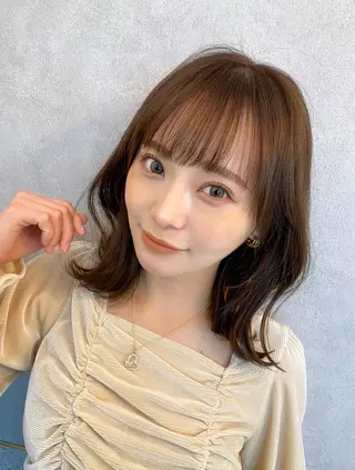 ミディアム カラー 新宿/韓国風レイヤー 髪質改善/渋谷直樹のヘアスタイル