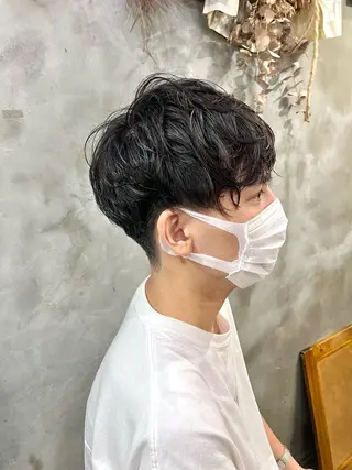 ショート パーマ メンズ 木村陸弥 似合わせ 透明感カラー🌿のヘアスタイル