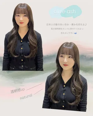 ロング 🫧オリーブカラー/ 酸性縮毛矯正銀座🫧のヘアスタイル