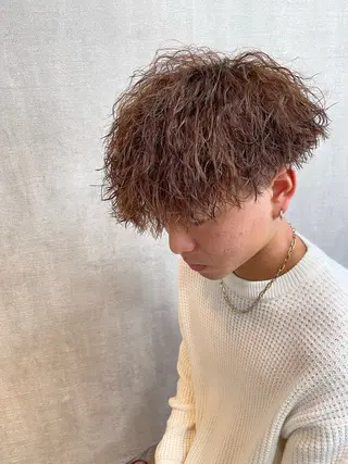 ミディアム パーマ メンズ メンズパーマ/波巻き パーマ/シャドウのヘアスタイル