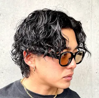 ミディアム パーマ メンズ かずき 💈毛流れ💈のヘアスタイル