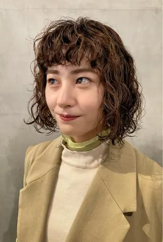 ミディアム パーマ 🛑柔らか透明感 カラー🛑大谷のヘアスタイル