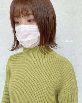 ミディアム カラー パーマ 小田 莉加子のヘアスタイル
