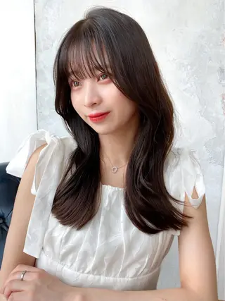 セミロング カラー 顔周り/くびれヘア 韓国ヘア💕風間るなのヘアスタイル