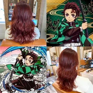 セミロング カラー ✯カラー&編み込み エクステ✯池田智博✯のヘアスタイル