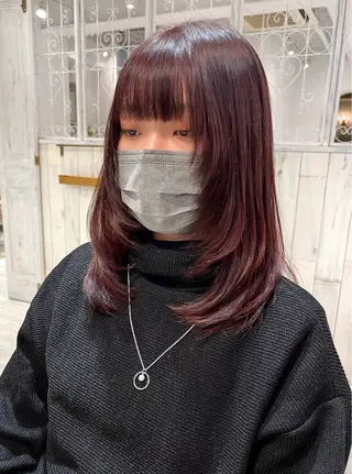 セミロング カラー 【韓国ヘア×透明感 カラー】笹谷 莉未のヘアスタイル