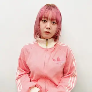 ショート カラー クロスパーマ× 透明感カラー✂︎のヘアスタイル