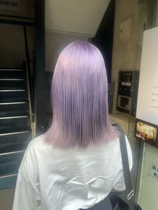 ミディアム カラー 艶髪/ハイトーン/ ヘアセット/モエノのヘアスタイル