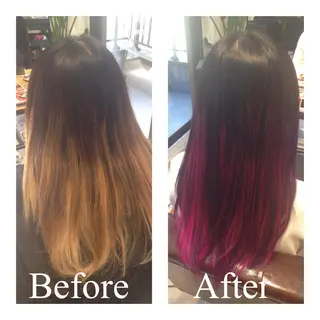 セミロング ロング カラー アオガミ （前髪顔周りカット）のヘアスタイル