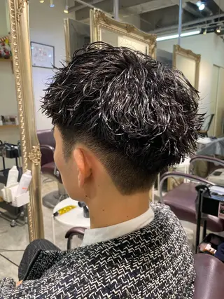 ショート パーマ メンズ パーマ特化/フェザー パーマシャドウ/真生のヘアスタイル