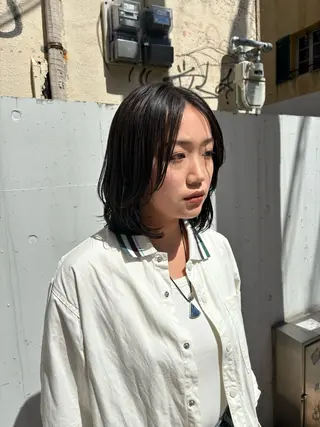 ミディアム 水原波津輝/ボブ /ニュアンスパーマのヘアスタイル