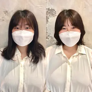 ミディアム カラー パーマ ヘアアレンジ Surpass所属・🌈小顔似合わせ SHIHO🌈のヘアスタイル