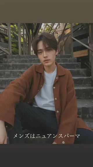 ミディアム パーマ メンズ サロンドミルク 原宿のヘアスタイル