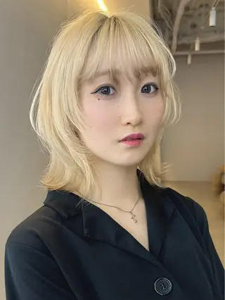 ミディアム カラー ヘアアレンジ 立川レイヤー ブリーチaoiのヘアスタイル