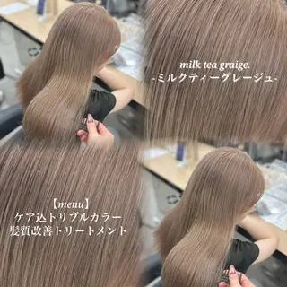 ロング カラー NAMI🤎ブラウン &ミルクティー🤍のヘアスタイル