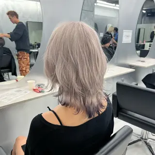 ミディアム カラー ヘアアレンジ 👑垢抜け韓国ヘア ハッシュカット唯澄のヘアスタイル