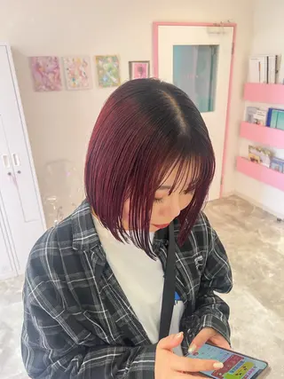 ショート カラー 🎀ダブルカラー/ ピンク×ガーリー🎀のヘアスタイル