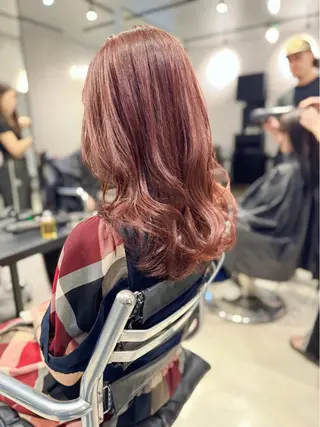 ミディアム カラー パーマ 透明感/オリーブ/ グレージュ/YUKAのヘアスタイル