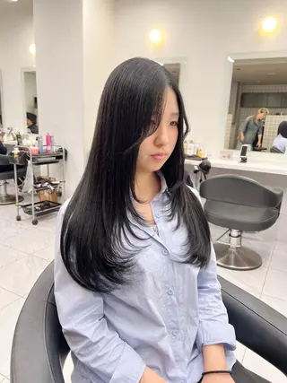 ロング カラー パーマ ヘアアレンジ メンズ キッズ 上品＆韓国風 🥀海心🥀のヘアスタイル