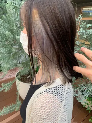 ミディアム カラー ハイトーン/メンズ/ ウルフ特化   小松のヘアスタイル