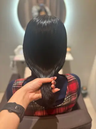 セミロング パーマ 髪質改善カラー ベージュ🤎YUMEのヘアスタイル