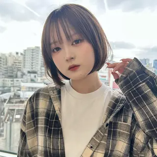 ショート カラー 美髪矯正/艶髪カラー 🌟小顔に見えるボブのヘアスタイル