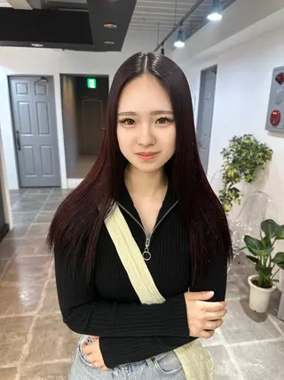 ロング カラー ハイトーン/ 縮毛矯正のヘアスタイル