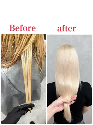 ロング カラー ハイトーン・ブリーチ ムラ修正　八須　錬のヘアスタイル