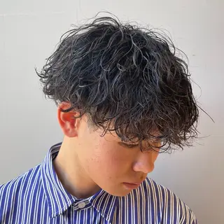 ショート パーマ メンズ Reginavita栄所属・パーマ×メッシュ/ 本日空き○/岡本一真のヘアスタイル