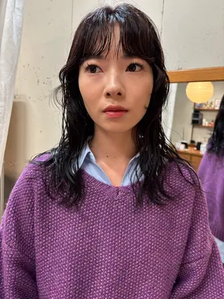 セミロング カラー パーマ 永田 愛莉のヘアスタイル