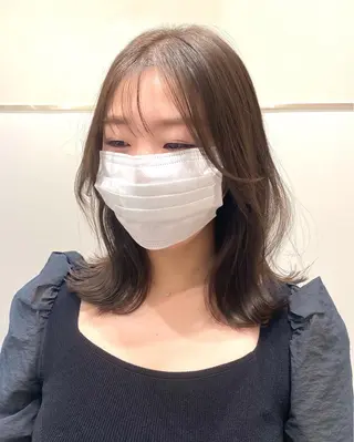 ミディアム カラー パーマ ヘアアレンジ 小野寺瑞希 /最小顔カットのヘアスタイル