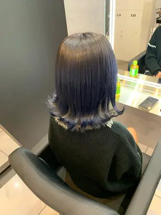 ミディアム カラー 透明感/ブリーチ縮毛 /髪質改善/星野純一のヘアスタイル