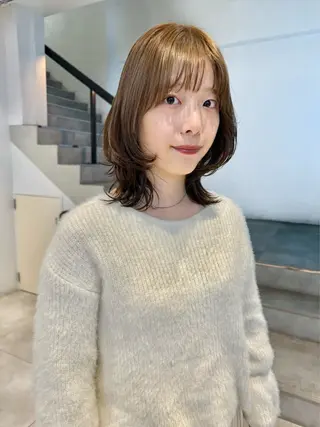ミディアム カラー 顔周りカット/透明感 カラー✂️MEIのヘアスタイル