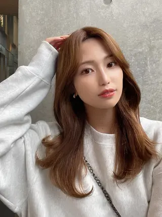 セミロング カラー 顔周り特化/韓国ヘア /レイヤー/吉野幸大のヘアスタイル