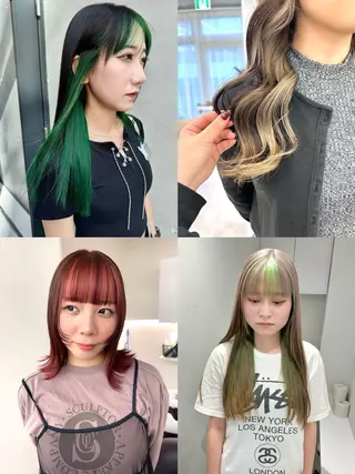 ミディアム カラー ✨ブリーチ/顔周り レイヤー¦YUKA✨のヘアスタイル