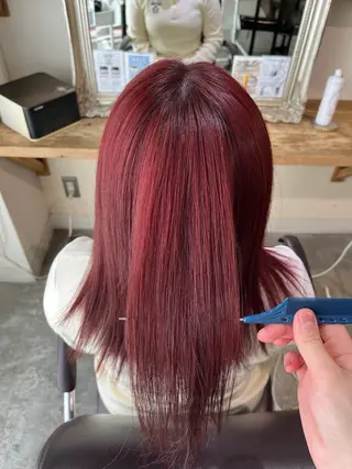 セミロング カラー フェザーパーマ🌙 毛流れ yuzukiのヘアスタイル