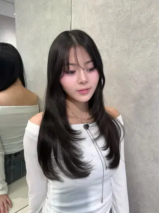 ロング カラー RIN/韓国レイヤー /ハッシュカットのヘアスタイル