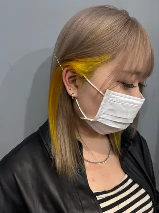 ミディアム カラー YUNA🍒 暖色カラーのヘアスタイル
