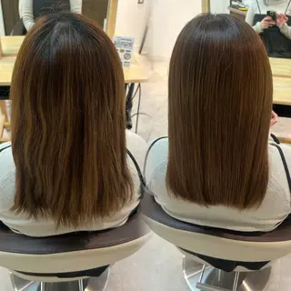 ロング 縮毛矯正/ブリーチ 無しWカラーのヘアスタイル