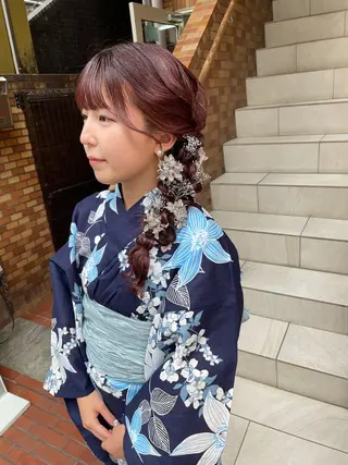 セミロング カラー ヘアアレンジ ハイトーンピンク🍑 ブリーチ🍑RINAのヘアスタイル