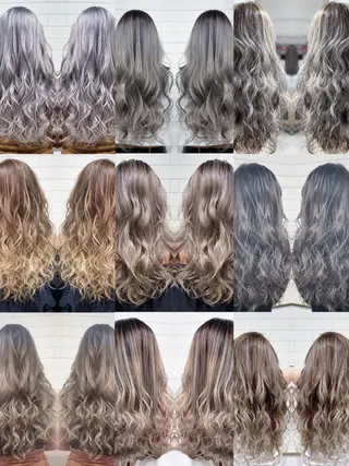 セミロング カラー ヘアアレンジ 髪質改善×ハイトーン 中田啄也のヘアスタイル