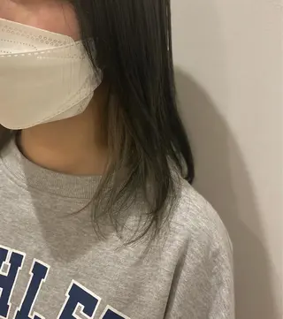 ミディアム カラー ブリーチなしWカラー /酸性ストレート河本のヘアスタイル