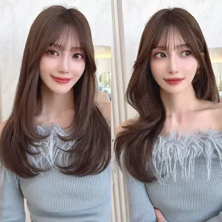 セミロング レイヤーカット/ 顔まわり/アオイのヘアスタイル