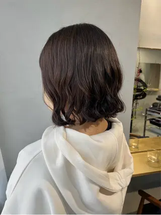 ミディアム カラー パーマ akane/ボブ /オリーブ/ブラウンのヘアスタイル