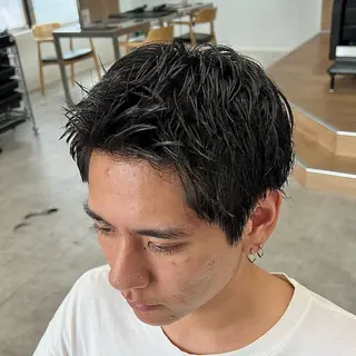 ショート メンズ メンズパーマ/波巻き 新潟/万代/夏芽🎀のヘアスタイル