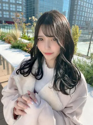 セミロング カラー ヘアアレンジ 顔周りカット/髪質改 善/新宿/畑中稔里のヘアスタイル