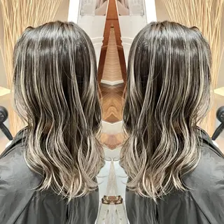 ミディアム カラー 縮毛/レイヤー 韓国/橋口のヘアスタイル